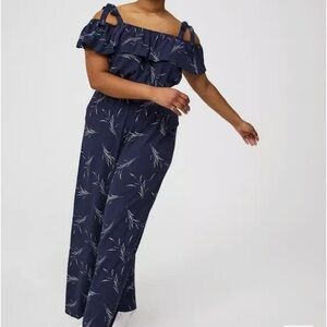 Torrid Navy Off-Shoulder Floral Jumpsuit
